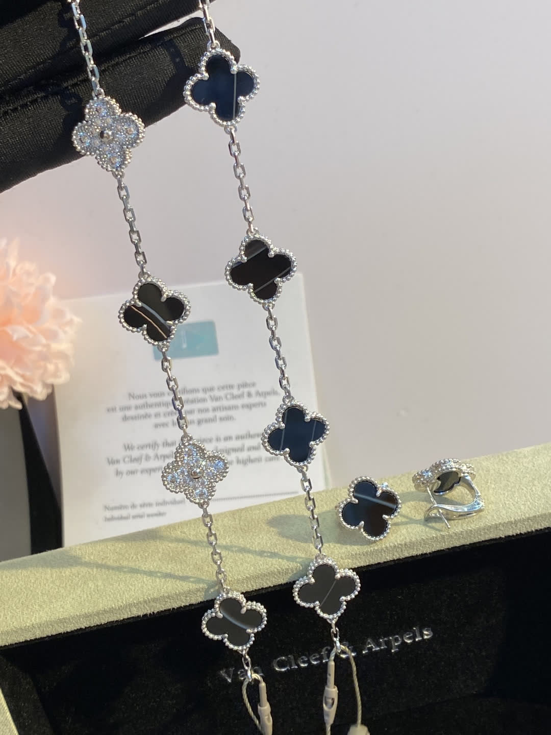 Van Cleef & Arpels Alhambra Earrings and Necklace Set